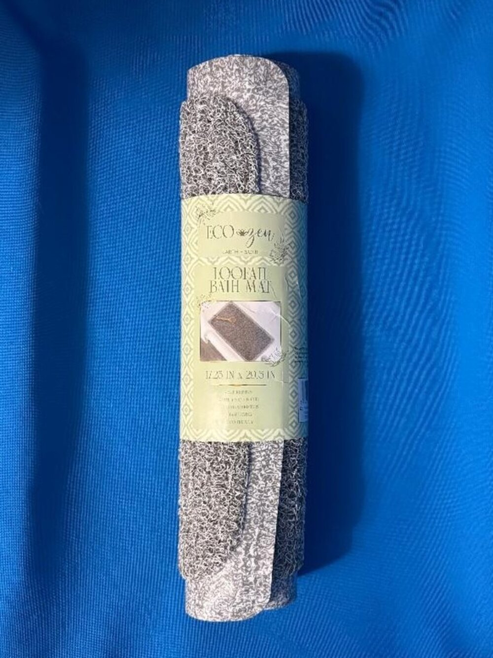 NEW ~ ECO ZEN ~ LOOFAH SLIP RESISTANT & FAST DRYING BATH / TUB MAT GREY & WHITE